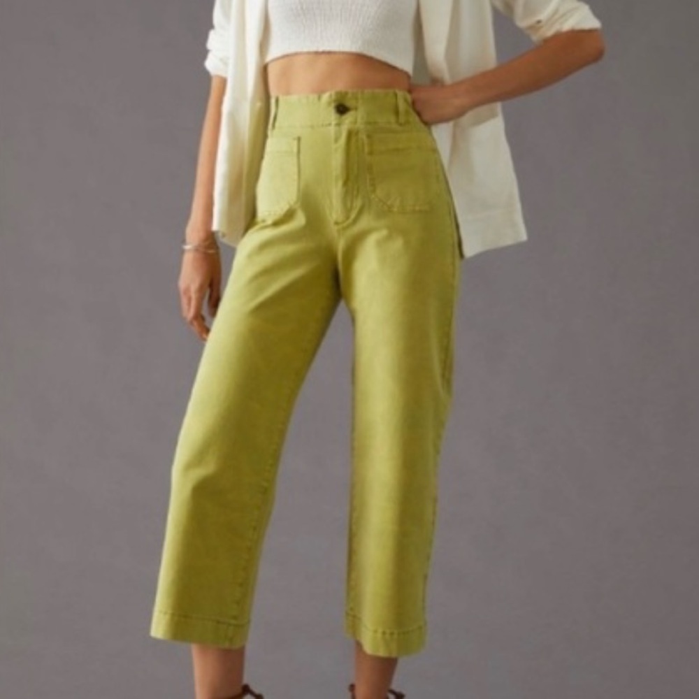 Pilcro Chartreuse Cropped Ankle Jeans